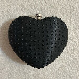 Elegant Black Heart Clutch Bag